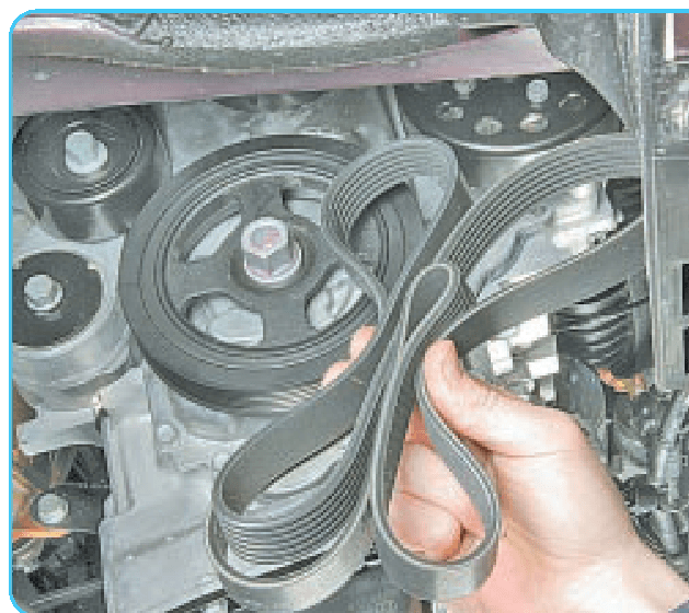 Проверка и замена ремня привода вспомогательных агрегатов Hyundai Solaris