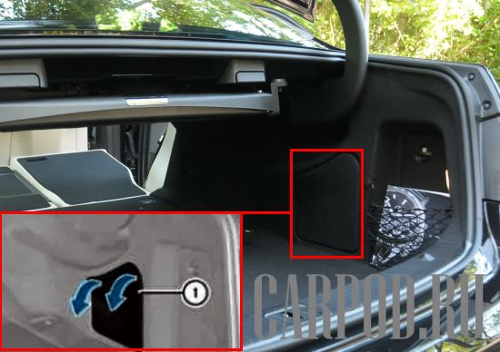 Местонахождение блока предохранителей в багажнике автомобиля (кузов седан)